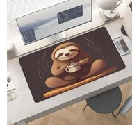 Waterproof Desk Pad 24x12 Non-Slip Rubber Yoga Sloth Coffee Mouse Pad for Keyboard & Laptop Foldable Office Computer Desk Mat Smooth Gaming Surface for Home Remote Work Desktop Accessories