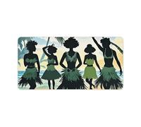 Waterproof Desk Pad Mouse Mat 24x12 Large Non-Slip Rubber Base Smooth Surface for Gaming Office Foldable Portable Five Silhouettes of Hawaiian Dance Desk Protector for Laptop Keyboard Accessories