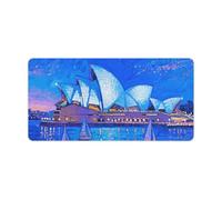 Waterproof Desk Pad Mouse Mat 24x12 Large Non-Slip Rubber Base Smooth Surface for Gaming Office Foldable Portable Sydney Opera House Blue Night Desk Protector for Laptop Keyboard Accessories