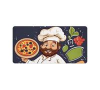 Waterproof Desk Pad Mouse Mat 24x12 Large Non-Slip Rubber Base Smooth Surface for Gaming Office Foldable Portable Chef Pizza Desk Protector for Laptop Keyboard Accessories