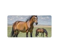 Waterproof Desk Pad Mouse Mat 24x12 Large Non-Slip Rubber Base Smooth Surface for Gaming Office Foldable Portable Grazing Wild Horses Desk Protector for Laptop Keyboard Accessories