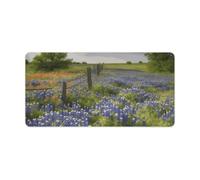 Waterproof Desk Pad Mouse Mat 24x12 Large Non-Slip Rubber Base Smooth Surface for Gaming Office Foldable Portable Texas Bluebonnets Scenery Desk Protector for Laptop Keyboard Accessories