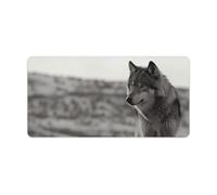Waterproof Desk Pad Mouse Mat 24x12 Large Non-Slip Rubber Base Smooth Surface for Gaming Office Foldable Portable Wolf On The Grass Desk Protector for Laptop Keyboard Accessories