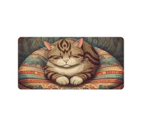 Waterproof Desk Pad Mouse Mat 24x12 Large Non-Slip Rubber Base Smooth Surface for Gaming Office Foldable Portable Cat Sleeps on The Mat Desk Protector for Laptop Keyboard Accessories