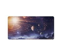 Waterproof Desk Pad Mouse Mat 24x12 Large Non-Slip Rubber Base Smooth Surface for Gaming Office Foldable Portable Outer Space Galaxy Universe Desk Protector for Laptop Keyboard Accessories