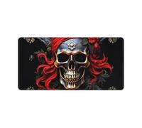 Waterproof Desk Pad Mouse Mat 24x12 Large Non-Slip Rubber Base Smooth Surface for Gaming Office Foldable Portable Pirate Skull Desk Protector for Laptop Keyboard Accessories