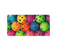 Waterproof Desk Pad Mouse Mat 24x12 Large Non-Slip Rubber Base Smooth Surface for Gaming Office Foldable Portable Pickleball Balls Colors Pattern Desk Protector for Laptop Keyboard Accessories