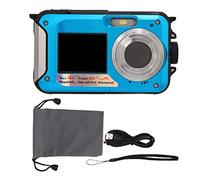 Waterproof Digital Camera, 10ft Full HD 2.7K 48MP 16X Digital Zoom Selfie Dual Screen Full Color LCD Displays Waterproof Camera for Snorkeling, Surfing, Swimming(blue)