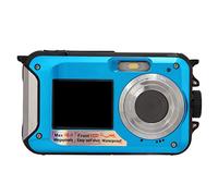 Waterproof Digital Camera, Full HD 2.7K 48MP Cameras with Selfie Dual Screens 16X Digital Zoom Underwater Camera for Snorkeling (Blue)