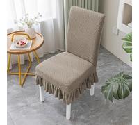 Waterproof Dining Table Chair Covers, Elastic Jacquard Chair Covers - Detachable and Washable, Suitable For Kitchens, Banquet Halls, and Restaurants (Brown, 4-Piece Pack B)
