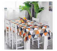Waterproof Dining Table Cloth Table Protector Matt Geometric Triangle Pattern Table Cloth Iutdoor Covers Dining Table For Moving Cotton Linen Orange Grey Table Decoration 140X100Cm