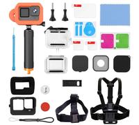Waterproof Diving Hosing Floaty Case Handle Grip for GoPro Hero 12/11/10/9 | Cameras Accessories Including Silicone Protector Screen Lens Tempered Glass Windslayer Noise Muffler Head Chest Strap Mounts