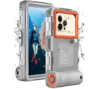Waterproof Diving Phone Case for iPhone Samsung Galaxy Huawei Series Smartphones, Professional [50ft/15m] Outdoor Snorkeling Underwater Surfing Photo Video Cover (Gray-Orange)