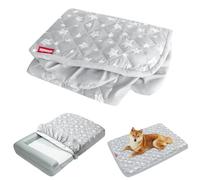 Waterproof Dog Bed Covers Replacement Washable Pet Hair Easy to Remove, Noiseless Quilted Puppy Pet Bed Cover Lovely Grey Star Print 27x36 Inches, for Dog/Cat, Cover Only