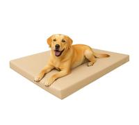 Waterproof Dog Bed Heavy Duty Cover Mattress, Super Soft Cosy Hardwearing Puppy Pet Comfy Zipped Cushion Tough Puppy Pet Bed Mattresses (95x70x5cm), Beige