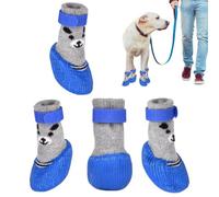 Waterproof Dog Boots Breathable Adjustable Strap Paw Booties | Anti Slip Breathable Adjustable Paw Protector Pet Supplies for Large Small Dogs Wintry Day Outdoor Walking Indoor Blue L