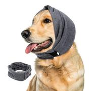 Waterproof Dog Calming Hoodie, No Shake Ear Wraps for Dogs Adjustable, Dog Ear Muffs for Noise Protection Large Grey