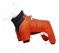 Waterproof Dog Coat - Thick Winter Jacket for All Dog Sizes with Leg Coverage and Harness Compatibility (Small, Orange)