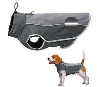 Waterproof Dog Coat Winter Warm Dog Jacket with D loop, Windproof Highly Visible Reflective Dog Vest with Fleece Lined, Dog Clothes for Medium Large Dogs,Gray,XL