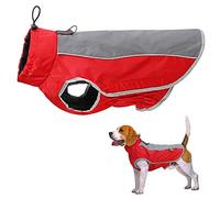 Waterproof Dog Coat Winter Warm Dog Jacket with D loop, Windproof Highly Visible Reflective Dog Vest with Fleece Lined, Dog Clothes for Medium Large Dogs,Red,XL