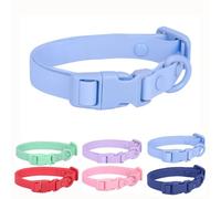 Waterproof Dog Collar, Biothane Silicone Plastic PVC Rubber Washable Quick Release Buckle Outdoor Puppy Collars Durable Adjustable for Small Medium Large Dogs, Light-Blue M