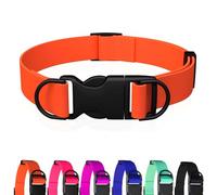 Waterproof Dog Collar, Odor-Proof and Easy to Clean Rubber Dog Collars No Pull Fits Small Medium Large Dogs Training (Orange, Small (9.45”-14.17”))