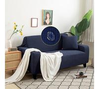 Waterproof Dog Couch Cover Thick Soft Universal Fit for 3 Seater Recliner Sofa Wear Resistant & Machine Washable Magic Covers with Elastic Straps Navy Blue (2 pcs)