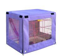 Waterproof Dog Crate Cover - 600D Oxford Breathable Double Door Pet Kennel Cover, Universal Fit for 1-3 Door Wire Crates, 19-48 Inches, Durable Protection (Purple)