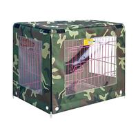 Waterproof Dog Crate Cover - 600D Oxford Fabric, Breathable Double Door Design, Universal Fit for 1, 2, 3 Door Wire Crates (19-48 inches) - Durable Pet Kennel Protection Cover (Army Green)