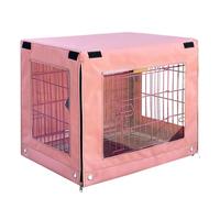 Waterproof Dog Crate Cover - Durable 600D Oxford, Breathable Double Door Pet Kennel Cover, Universal Fit for 1, 2, 3 Door Wire Dog Crates 19-48 Inches, Pink, Pet Protection