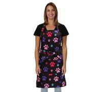 Waterproof Dog Groomer Apron - Grooming Smocks for Women, Girly Color Paw Prints Design