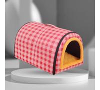 Waterproof Dog House 2 In 1 Pet Igloo House Foldable Dog Cave Bed Calming Pet Tent Beds Warm Puppy Nest with Removable Cushion Cozy Kennel with Top Handles (37 * 25 * 27cm,Red)
