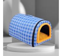Waterproof Dog House 2 In 1 Pet Igloo House Foldable Dog Cave Bed Calming Pet Tent Beds Warm Puppy Nest with Removable Cushion Cozy Kennel with Top Handles (37 * 25 * 27cm,Blue)