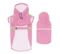Waterproof Dog Jacket, Dog Raincoat, Waterproof Dog Poncho with Reflective Strips, Waterproof and Windproof, Adjustable Raincoat for Pets with Hood, Breathable, Ref
