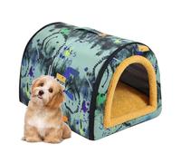 Waterproof Dog Kennel - Dog Indoor Shelter, Insulated Weather Resistant Pet Shed | Pet Furniture with Fluffy Mat for Medium Size, Washable Pet Bed, Removable Cave, Cold Weather Pet Home for Puppies