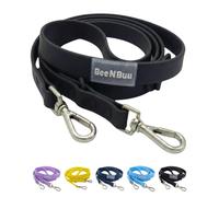 Waterproof Dog Leash - 5ft/6ft Adjustable with 2 Hooks & Traffic Handle, Easy to Clean Double Clip Leash for Small, Medium, Large Dogs (Black, Large (Length 6 ft, Width 1"))