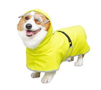 Waterproof Dog Rain Jacket - Reflective Clothing, Rope Perforated Strip, Lightweight Poncho with Hood, Adjustable Rain Cover for Small to Large Dogs, Puppies, Walks in the Fr