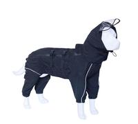 Waterproof Dog Raincoat 4 Legs & Leash Hole - Full Body Rain Suit for Small to Large Dogs, Reflective Stripes at Night, Lightweight Hooded Jacket(Black,4XL(26))