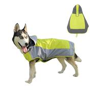 Waterproof Dog Raincoat, Adjustable Rain Jacket with Reflective Stripes and Hood, Dog Raincoat for Outdoor Hiking, Rain Cape Dogs for Small, Medium and Large Dogs (Green, XXL)