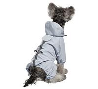 Waterproof Dog Raincoat with Reflective Strips, Adjustable Belly Strap Clear Hooded Poncho, Lightweight All-Weather Protection, for Small Medium Large Breed Night Walking