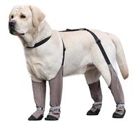 Waterproof Dog Shoes, Anti-Slip Reflective Dog Boots & Paw Protectors with Adjustable Straps, Dogs Boot for Hot Pavement Hiking Rainy & Snowy Days (Khaki, XL)