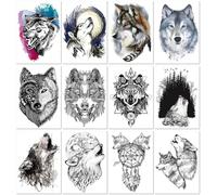 Waterproof Domineering Wolf Head Flower Arm Tattoo Stickers Men'S Studio Photo Personality Arm Animal Tattoo Stickers210×150mm