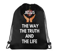 Waterproof Drawstring Gym Bag Jesus Is The Way The Truth And The Life Swimming Bags Unisex Yoga Bags For Travel, Sports, Exercise
