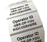 Waterproof Drone or Model Aircraft Operator ID Stickers Black on Clear CAA UK Regulatory Identification Labels 5cm Five