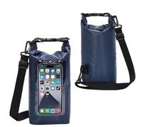 Waterproof Dry Bag, 2L Roll Top Dry Sack Keeps Gear Dry with Waterproof Phone Case and Long Adjustable Shoulder Strap for Outdoor Activities and Water Sports Camping Boating Kayak (Striped Blue)