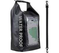 Waterproof Dry Bag Roll-Top Backpack with Phone Pouch for Swimming, Kayaking, Camping, Beach, Fishing - Black (2 L)