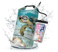 Waterproof Dry Bag,Sea Turtle Starfish Nautical Small Waterproof Backpack 2L/5L/10L/20L/30L/40L Floating Lightweight Bags for Kayaking, Boating, Fishing, Swimming Camping with Waterproof Phone Case