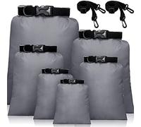 Waterproof Dry Bag Set Lightweight Combo Set with 15 L, 8 L, 5 L, 4 L, 3 L, 2 L Bags and 2 Pieces Long Adjustable Shoulder Strap for Hiking, Camping, Gray, Grey
