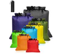 Waterproof Dry Bag Set, Lightweight Large Capacity Ripstop Dry Bags Waterproof in 15L 12L 10L 8L 5L 3.5L 3L 2.5L 1.5L Organiser Storage Bags for Outdoor Hiking Camping Fishing Cycling, multicoloured