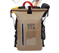 Waterproof Dry Sack Backpack With PVC Roll Up Large, Light coffee, Se référer au descriptif, Refer to description